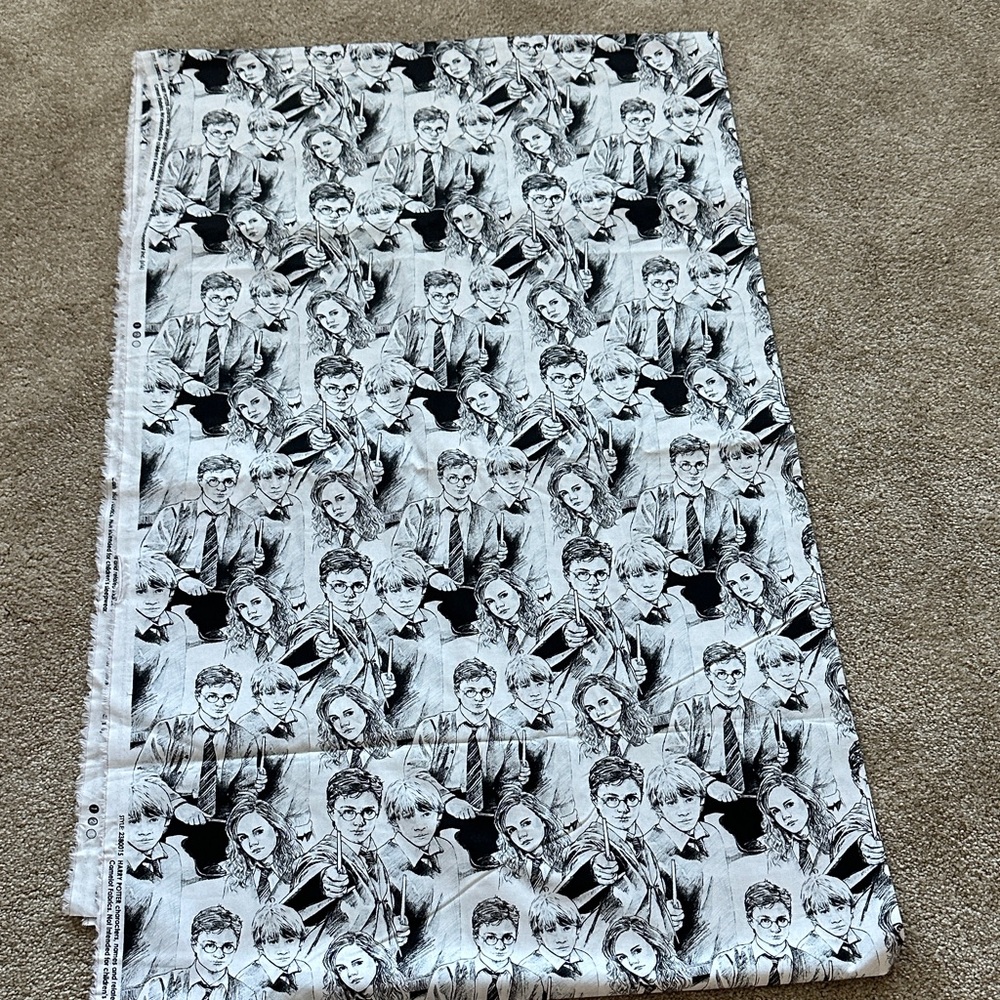 Black and White Patterned Home Cotton Fabric Panel Harry Potter Warner Bros